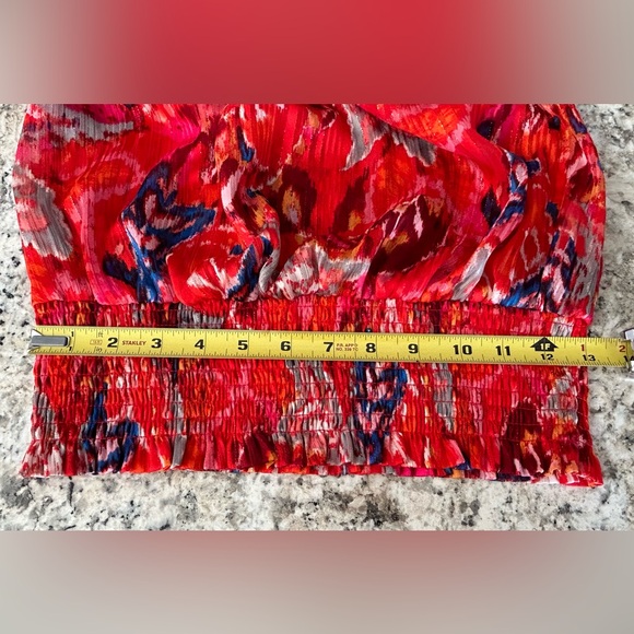 Rachel Zoe Ruffle Sleeve Smocked Waist Keyhole Neck Tie Blouse Top Size XS - Picture 12 of 12